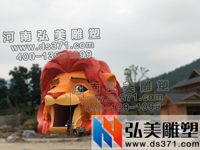 水泥动物雕塑狮子头景区大门