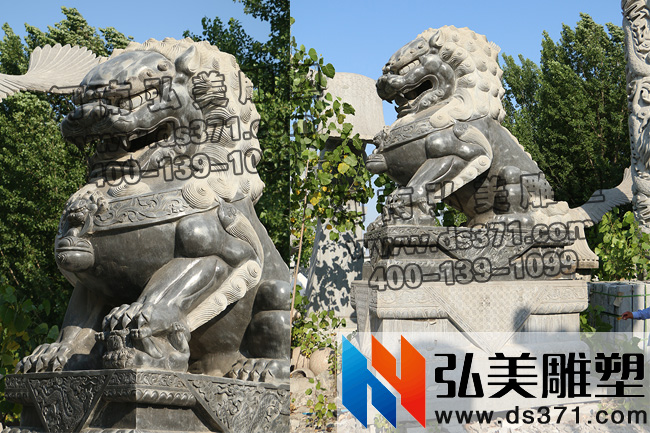 石雕狮子-招财生权石雕狮子-河南雕塑公司