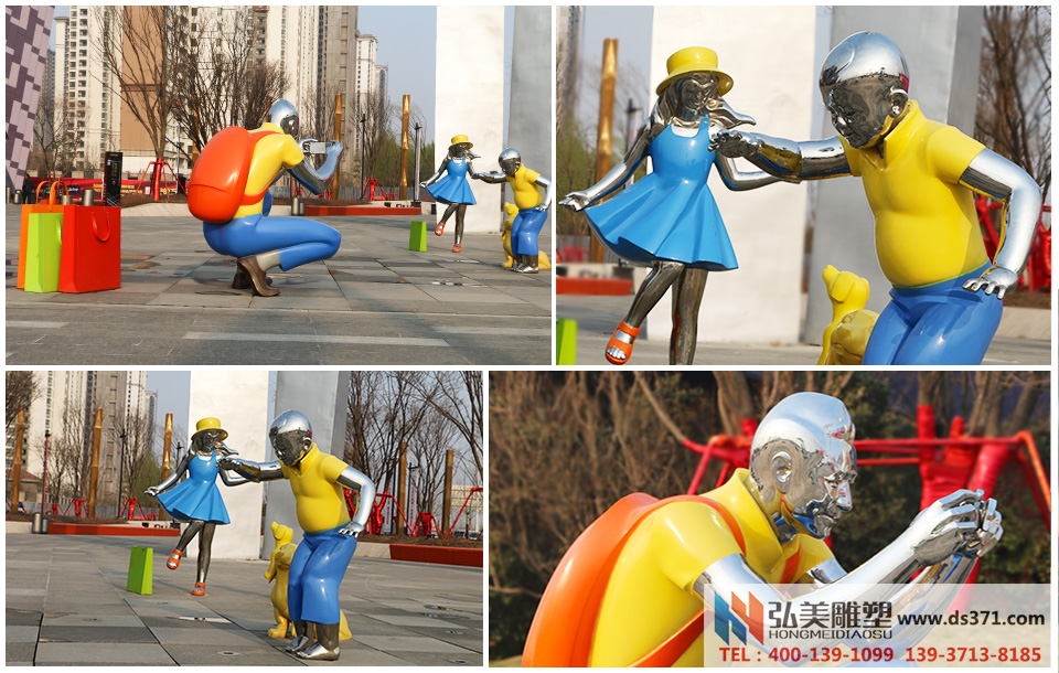 人物彩色不锈钢雕塑