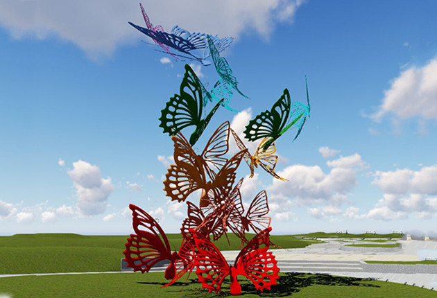 创意蝴蝶不锈钢镂空雕塑